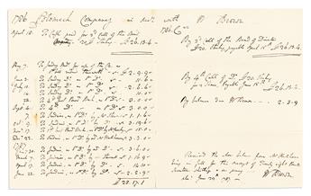 WASHINGTON, GEORGE. Endorsement Signed, "G:Washington," as President of the Potomac Company, approving sheet of accounting for the Comp